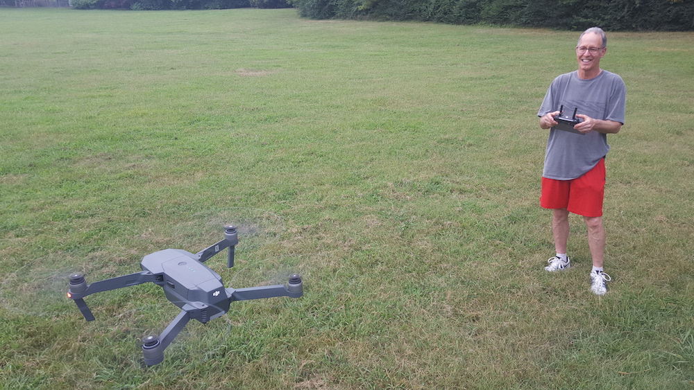 dad learning to fly dji mavic pro drone
