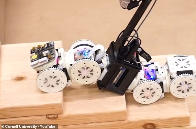 The robot's component parts mean it can easily navigate difficult terrain, such as a flight of steps