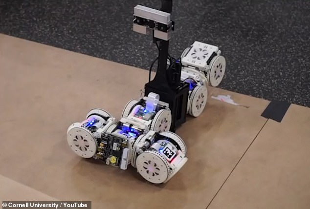 The robot can assume a number of different shapes, including a delivery drone and an arm that can lift and move objects