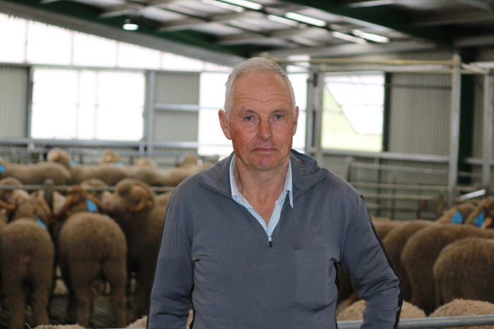 Frank Chester - President Tasmanian Merino Breeders Association November 2018 Frank Chester from the Tasmanian Merino Breeders Association stands in a shearing shed.