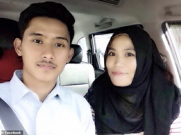 Gilang's brother,  Gerian Sanusi Putra, flew to Jakarta on Monday and has been searching for news of the couple's fate ever since (Gilang and Wita, pictured)