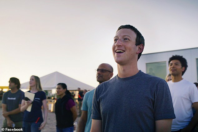 A document obtained by NetzPolitik showed the company is working with Airbus to test drones in Australia, selecting its 'Zephyr S' model which has a wingspan of 25m. Pictured is Facebook CEO Mark Zuckerberg at the Aquila craft's first test flight in 2016