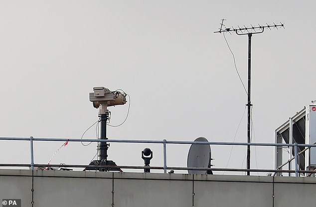 Counter drone equipment was deployed on a rooftop at Gatwick airport last month as the airport and airlines worked to clear the backlog caused by the incident 