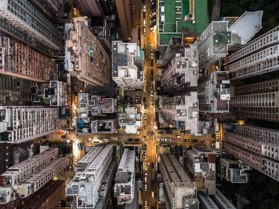 Straight down view of Hong Kong residential district