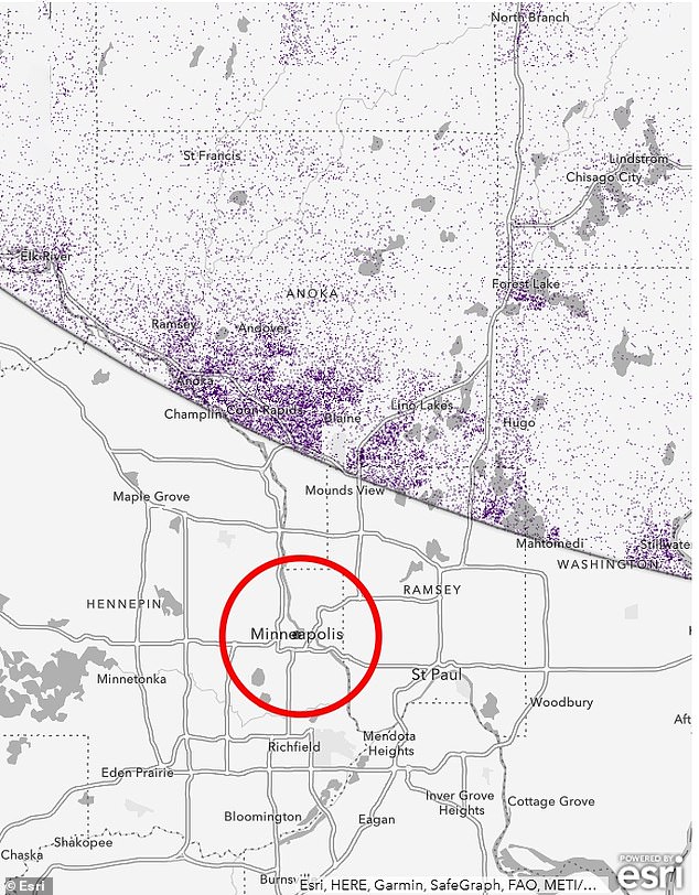 Minneapolis is shown here on this map from CityLabs clearly lying outside of the area in which Customs and Border Protection surveillance drones are cleared to fly