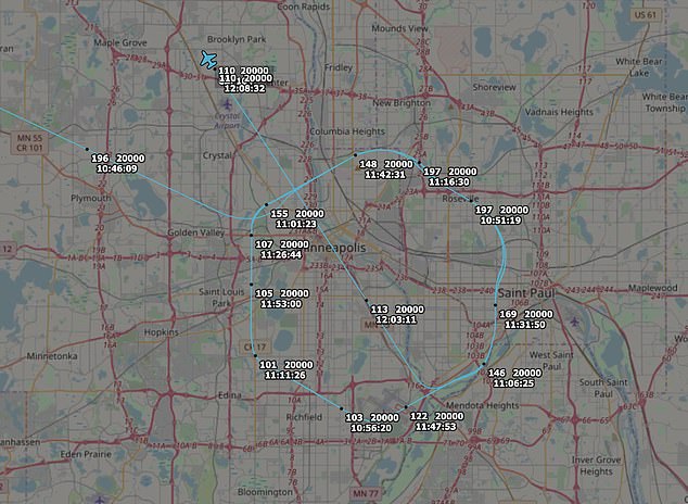 The drone with the call sign CBP-104 was spotted circling Minneapolis on Friday morning at 20,000 feet, making several flights around the city before flying straight over back to base