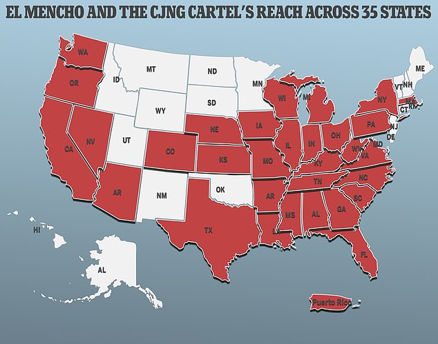 The DEA announced last year that CJNG is believed to be in at least 35 states and Puerto Rico (pictured)
