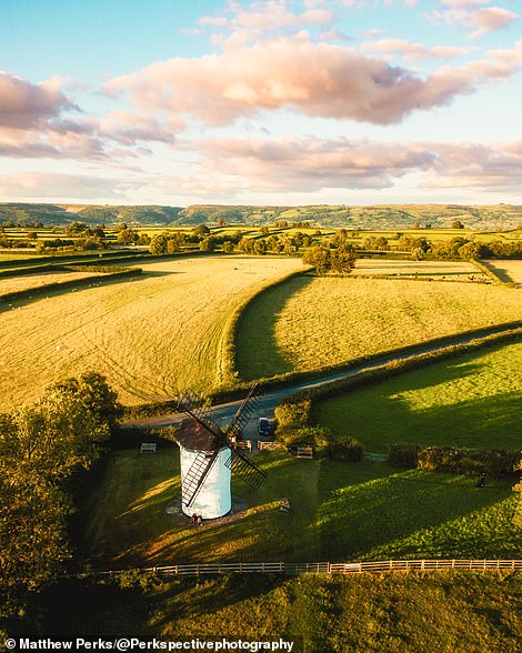 A captivating shot of the fairy-tale 18th-century Ashton Windmill, south-east of Weston-super-Mare between the villages of Stone Allerton and Wedmore