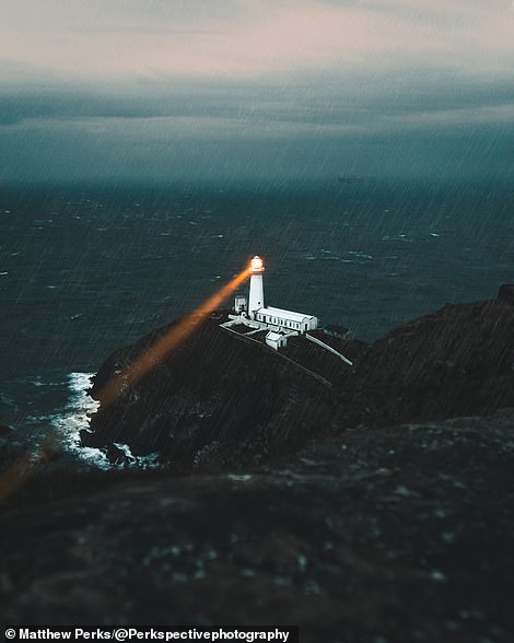 Putting the aerial photo spotlight on Angelsey's South Stack Lighthouse, one of five still working on the picturesque Welsh island