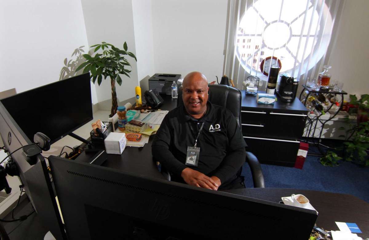 Aquiline Drones founder and CEO Barry Alexander poses at the company's headquarters in the Stark Building at 750 Main St., in downtown Hartford, Conn., on Tuesday, March 30, 2021.