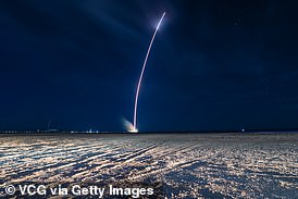 Pictured: China launches the Shenzhou-13 spacecraft on October 16, carried on the Long March-2F carrier rocket, to Chinese Tiangong space station