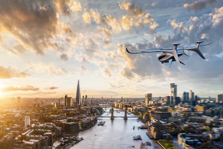 A render of AutoFlight's Prosperity I flying over London.