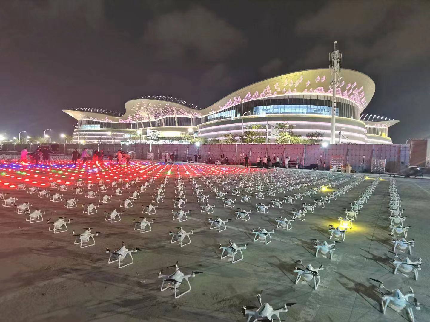 Drone being prepared for a light show at the Hainan International Convention And Exhibition Center in Haikou City, south China's Hainan Province, April 11, 2023. /EFYI Intelligent Control Technology 