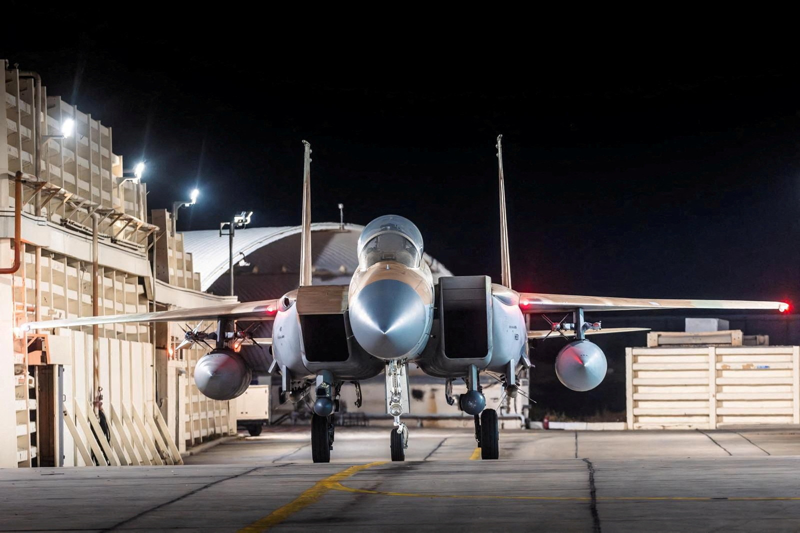 Israeli Air Force F-15 Eagle is pictured at an air base after an interception mission of an Iranian drone and missile attack on Israel