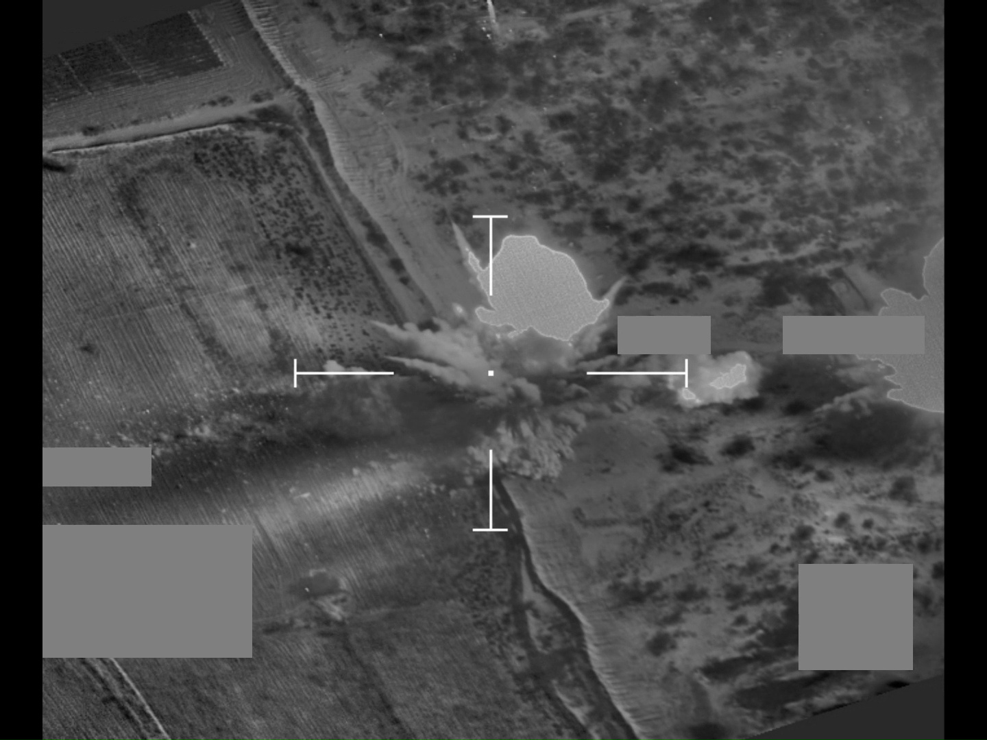 Footage taken from an RAF Typhoon PoOD shows a targeted strike against two Houthi military targets in Yemen