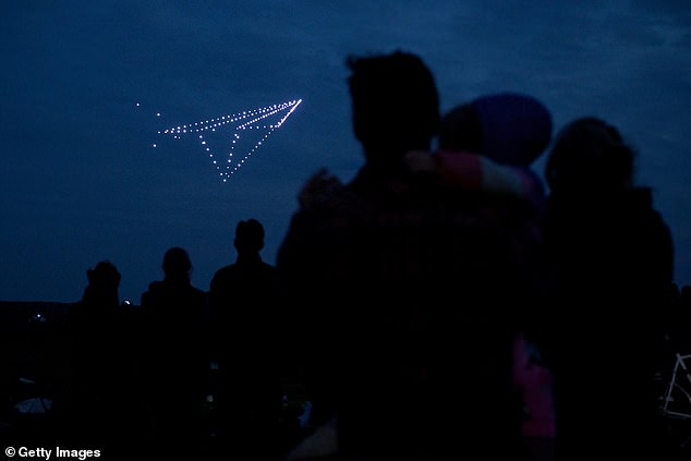 One posted: 'Beautiful drone light show to round off a fantastic day, remembering D-Day 80 years on. Today¿s technology is just incredible'