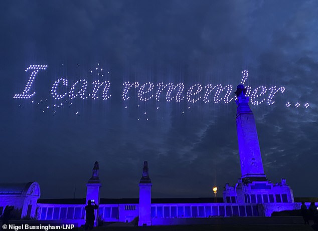 The drones in Portsmouth traced the words 'I can remember...' in the sky as recordings of veterans were played